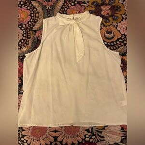 Elle White Sleeveless Blouse with Bow Detail